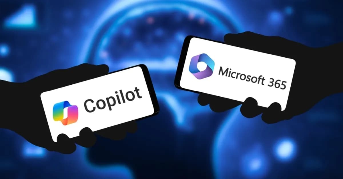 Copilot and Microsoft 365 logos shown side by side in a comparison concept