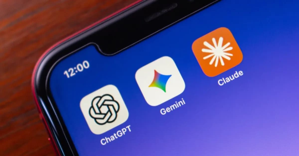 ChatGPT, Gemini, and Claude AI apps displayed on a smartphone screen representing leading AI model comparison