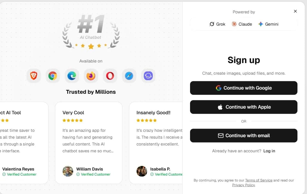 Lorka AI sign-up screen with Google, Apple, and email account creation options.