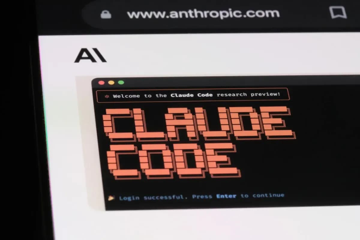 Close-up of the Anthropic website on a mobile browser displaying a “Claude Code” research preview screen.