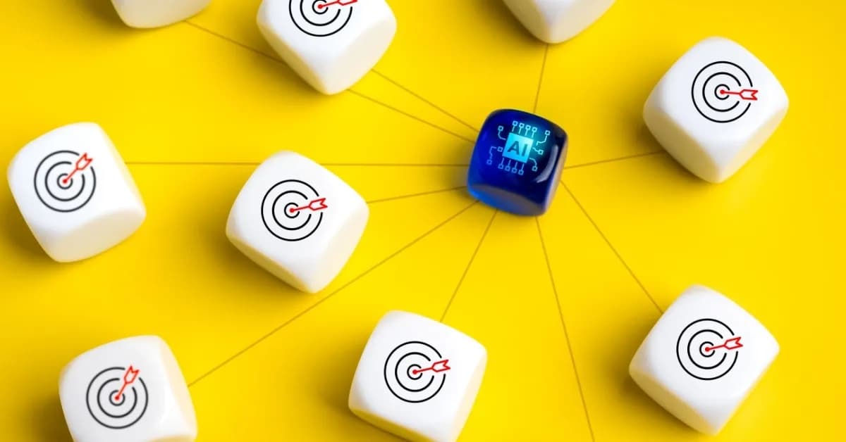 Central AI system connected to multiple target nodes representing decision-making and automation