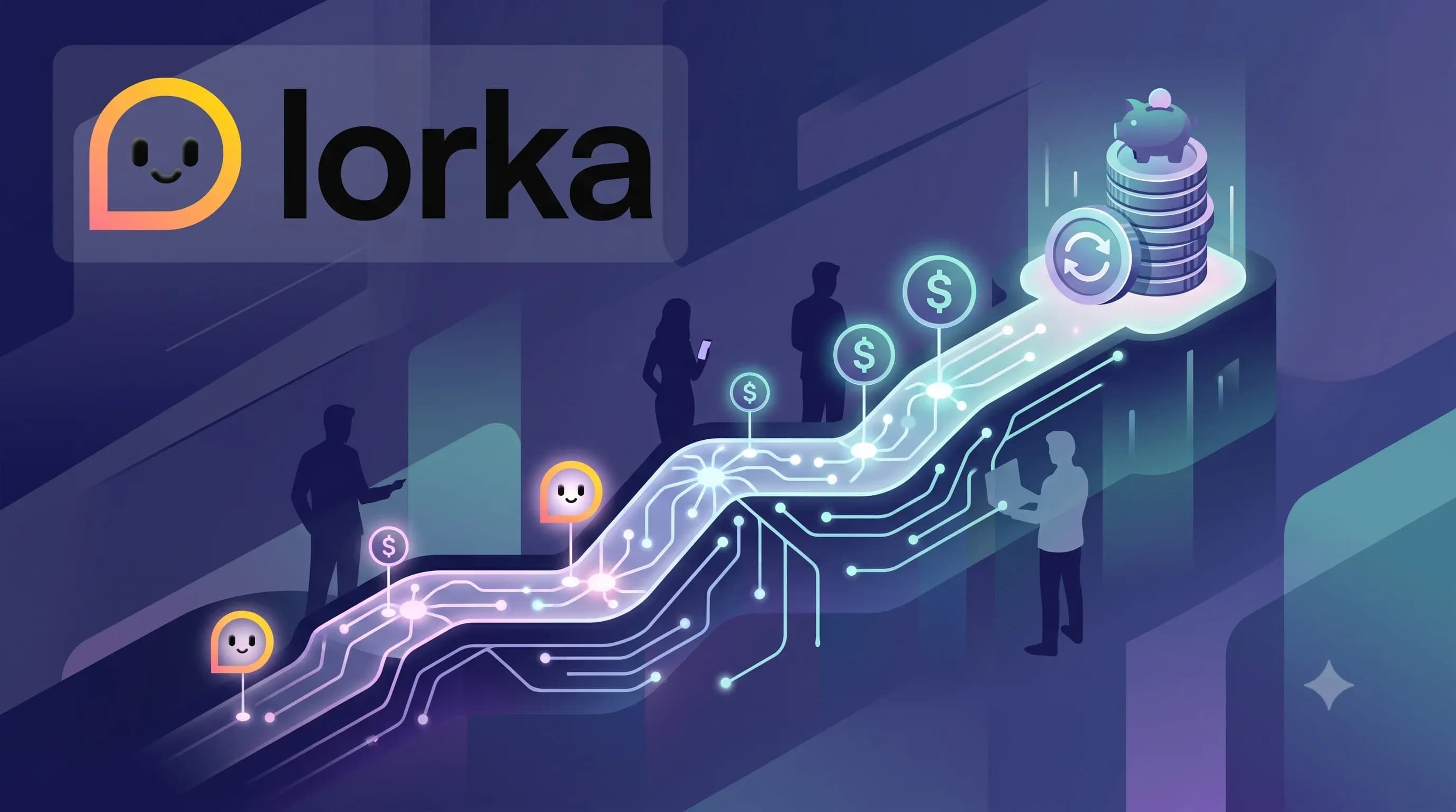 Illustration of the Lorka AI Affiliate Program showing recurring commissions and affiliate earnings growth.